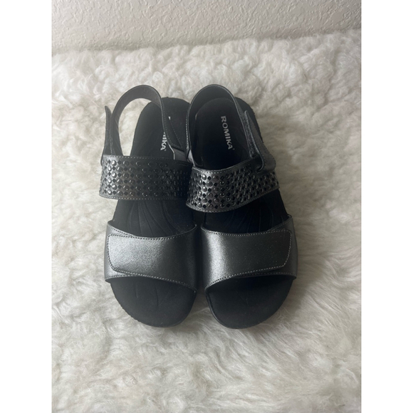 Romika Shoes - Romika Fedschi 49 Pewter Leather Studded Straps Slingback Sandals Size 40/9.5